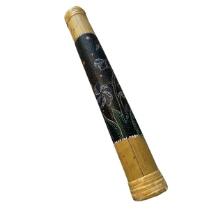 Vintage Hand Painted Bamboo Rain Stick Musical Instrument Decor - Picture 1 of 6