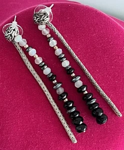 Elegante John Hardy Sterlingsilber Edelstein Perlen & Kabel Ohrhänger - Bild 1 von 4