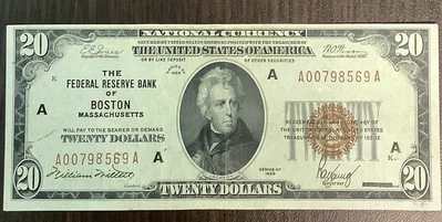 BILLETE DE $20 RESERVA FEDERAL AGRADABLE BILLETE XF CON EXCELENTE CALIDAD DE PAPEL Foto 1 de 2