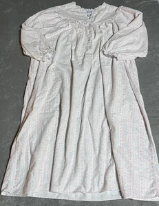 Camisón Lanz of Salzburg para mujer 3X franela rosa blanco Cottagecore Prarie - Imagen 1 de 5