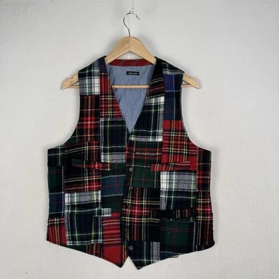 J Crew Tartan Waistcoat Plaid Red Moon British Cloth Men’s Medium - Image 1 of 4