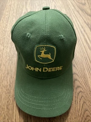 John Deere GREEN Hat Cap Adjustable Strap RN 114640 One Size Embroidered Logo - Image 1 of 4
