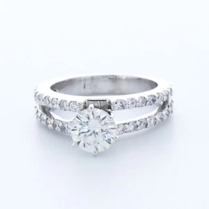 1 1/4 CT D VS2 Round Cut Earth Mined Certified Diamonds 14k Gold Side Stone Ring - Picture 1 of 17