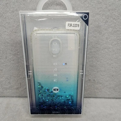 Samsung GALAXY J3 Turquoise Bling Hybrid Liquid Glitter Case Cover - Image 1 of 4
