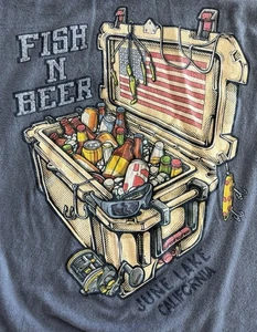 June Lake CA Fish N Beer T-Shirt XL Blue Duck Company - Picture 1 of 7