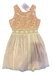 Neu mit Etikett Lavendel von US Angels 12 Kleid Party Hochzeit rosa gold Jacquard Tüllrock - Bild 1 von 3