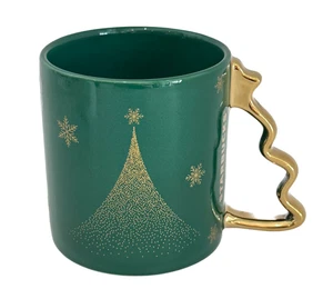 2025 Starbucks Christmas Tree Handle Gold Green Ceramic Coffee Mug Holiday 12oz - Bild 1 von 4
