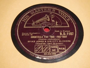 Spike Jones 78 RPM His Master's Voice B.D. 1107 Cocktails For Two Chloe England - Foto 1 di 5