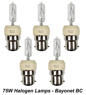 5 x 240V 75W Bayonet Halogen Light Lamp Globes Bulbs BC B22 - Image 1 of 4