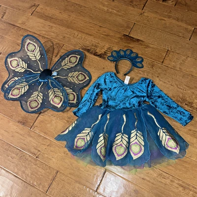 GYMBOREE Peacock Halloween Costume Dress Wings Headband Girl's Medium 7-8 - Image 1 of 4
