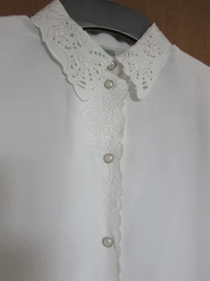 CANDA Spitzen Bluse festlich elegant vintage GR  46 - 48 weiß Top - Bild 1 von 4