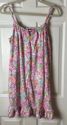 Camisón Lauren Ralph Lauren Rosa Floral M Para Mujer Corto Túnel Cuello Correa Foto 1 de 4