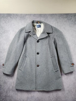 Pendleton Trench Coat Mens 42 Heather Gray 100% Pure Virgin Wool Winter VTG - Image 1 of 4