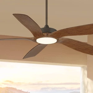 56" Modern Indoor Outdoor Ceiling Fan LED Light Remote Bronze Dimmable for Patio - Picture 1 of 8