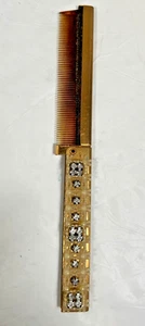Antique Vintage Folding Comb with Etched Brass Case no missing stones. - Picture 1 of 5