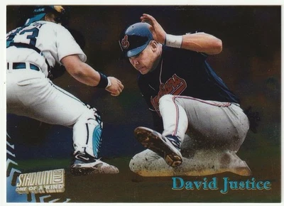 DAVID JUSTICE 1998 STADIUM CLUB #317- ONE OF A KIND #041/150 - CLEVELAND INDIANS - Image 1 of 2