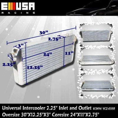 Intercooler universal hágalo usted mismo de E/S de 2,25" de gran tamaño 30X12,25 X3 IC0016 YCZ-035B Foto 1 de 4