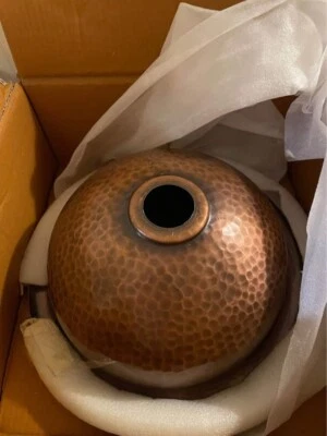 Barclay Round drop in Self Rimming Basin, Hammered Antique Copper bathroom sink - Image 1 of 2