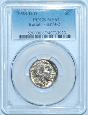 1938 D/D PCGS MS67 RPM-2 Buffalo Nickel - Image 1 of 3