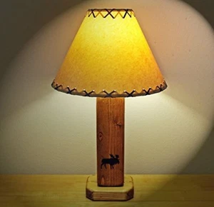 The Moose River Rustic Table Lamp Cabin Lodge Lake Log Cabin Living Room Decor - Picture 1 of 4