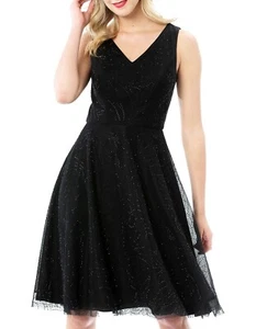 Review fit and fare nylon overlay sparkle rhinestone LBD dress au 10 VGC $329 - Picture 1 of 10