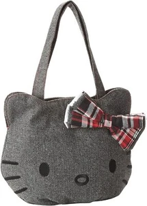 Sanrio Hello Kitty Fischgrät Stoff kariert Schleife Handtasche Beuteltasche Handtasche (NEU) - Bild 1 von 4