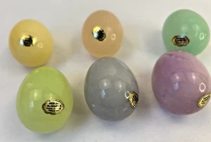 LOT OF 6 ALABASTER PASTEL EGGS - hand carved in Italy - Picture 1 of 16
