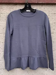$1250 Brunello Cucinelli Women’s Cashmere Round Neck Sweater Blue Sz M - Picture 1 of 7