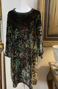 Uncle Frank Dress Womens XS Long Sleeve Black Velvet Floral Boho Tunic - Picture 1 of 12