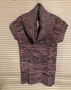 Energie Cowl Neck  Womens Size M Multi Color Short Sleeve Knitted Sweater Shirt - Picture 1 of 6