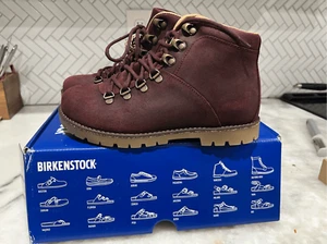Birkenstock Stiefeletten Damen 5,5-6 EU 37 Burgund Nubukleder Spitze Neu mit Karton - Bild 1 von 9