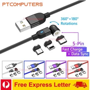Magnetic 540 Fast Charging Data Cable Phone Charger For Type-C Micro USB iPhone - Picture 1 of 17