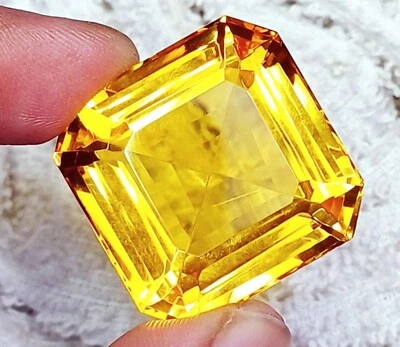 Piedra preciosa suelta certificada con forma cuadrada de topacio amarillo de 73,10 quilates con regalo gratis Foto 1 de 4