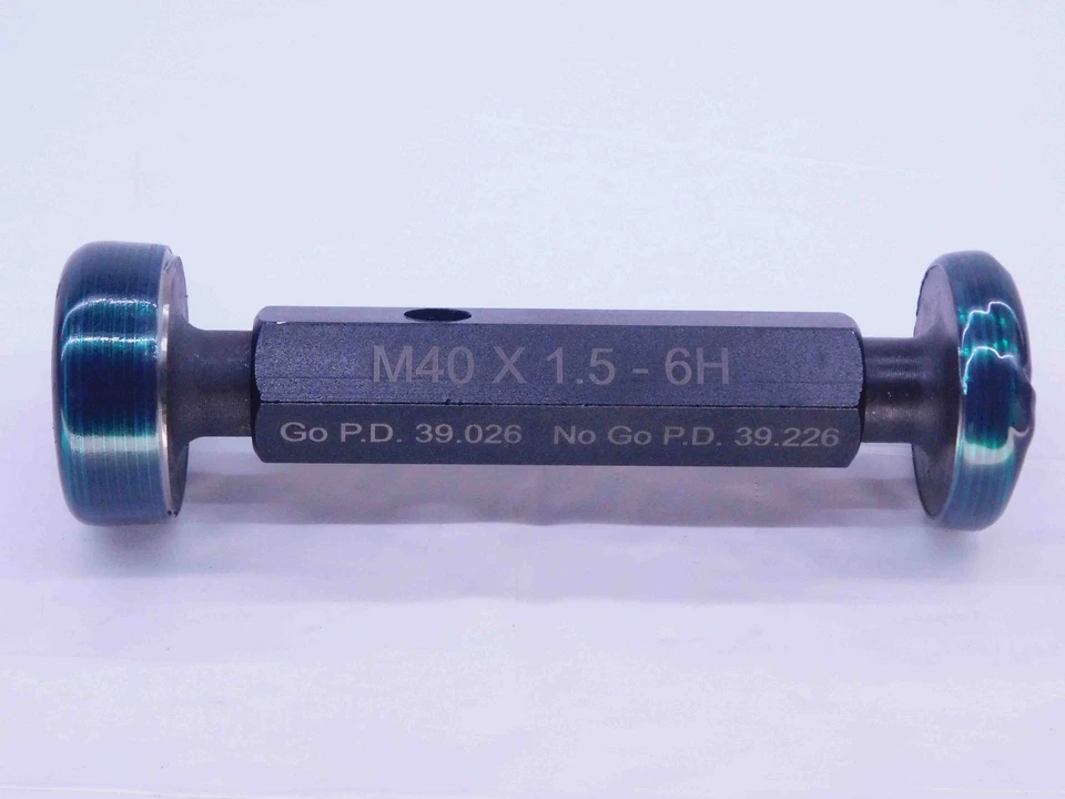 M & J TOOLING LLC NEW M40 X 1.5 6H METRIC THREAD PLUG GAGE 40 GO NO GO P.D.'S = 39.026 & 39.226