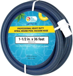 36' Spiral Wound Swimming Pool Vacuum Hose – 1.5" Heavy Duty, Pro-Grade - Picture 1 of 8
