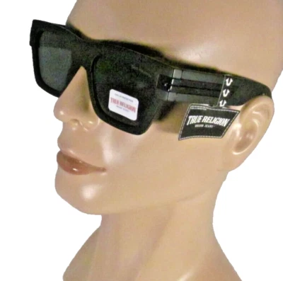 Мужские матовые черные пластиковые солнцезащитные очки TRUE RELIGION с черными линзами TRM1868-L4MB-U - Изображение 1 из 4