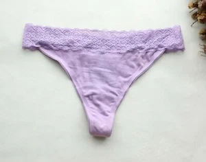 Women Thongs Cotton&Floral Mesh Underwear High cut G-string Knickers Purple XL - Picture 1 of 6