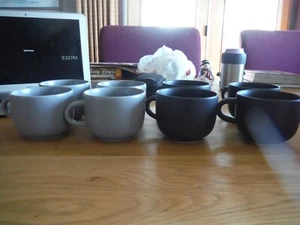 coffee/tea cups SET of 8 Black and Grey - 4 of each color - Picture 1 of 2