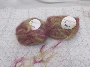 LOT-2 TRENDSETTER "AURA" VARIEGATED GREEN/PURP SPARKLE 100% NYLON YARN 1 3/4 OZ - Picture 1 of 3