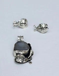 925 Sterling Silver Ladybug Gemstone Geode Jewelry Set - Picture 1 of 12