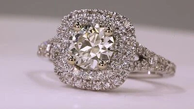 GIA certified 1.56 Carat natural round diamond double halo Engagement Ring - Image 1 of 4