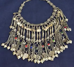 Große afghanische Kuchi Fisch Halskette lange Kette ethnischer Tanz Boho Stamm Lätzchen Schmuck - Bild 1 von 4