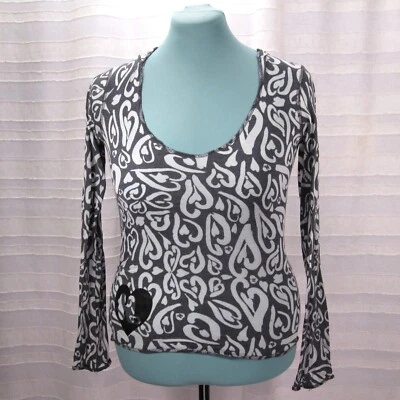 Camiseta con Capucha Rara Harajuku Lovers Burnout Heart en Gris Tormenta - Pequeña Foto 1 de 4