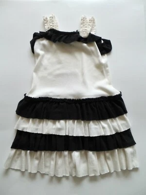 Vestido POLLY FLINDERS 100 % Algodón Negro/Blanco Volantes Doble Tirantes Talla 4T Foto 1 de 2