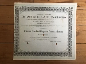 RARE = EAUX & GAZ DE LIZY-SUR-OURCQ (77) 1891 (F) - Picture 1 of 1