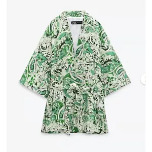 ZARA LEINENMISCHUNG BEDRUCKT KIMONO Gr. XS - S NEU MIT ETIKETT - Bild 1 von 6