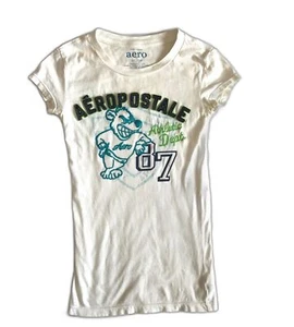 Aeropostale AERO T-Shirt Tee Baumwolle S/S weiß blau 87 Bear Athletic Dept Gr. XS - Bild 1 von 6