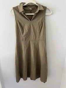 Linen Tank Dress Tahari Women’s 8 Olive Green Zipper - Picture 1 of 8