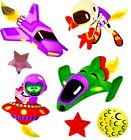 **VINTAGE** Mylar SPACESHIPS MARTIANS OUTER SPACE Sandylion Stickers - 1 square