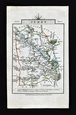 Mapa de ruta 1814 John Cary Surry Surrey Southwark Londres Guildford Waverley Inglaterra Foto 1 de 3